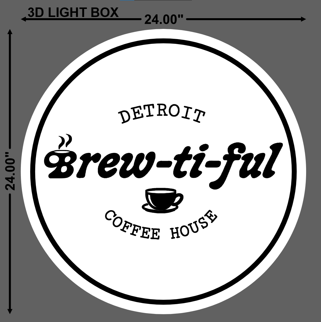 Detroit Brew-ti-ful Coffee House | 3D Lightbox Sign