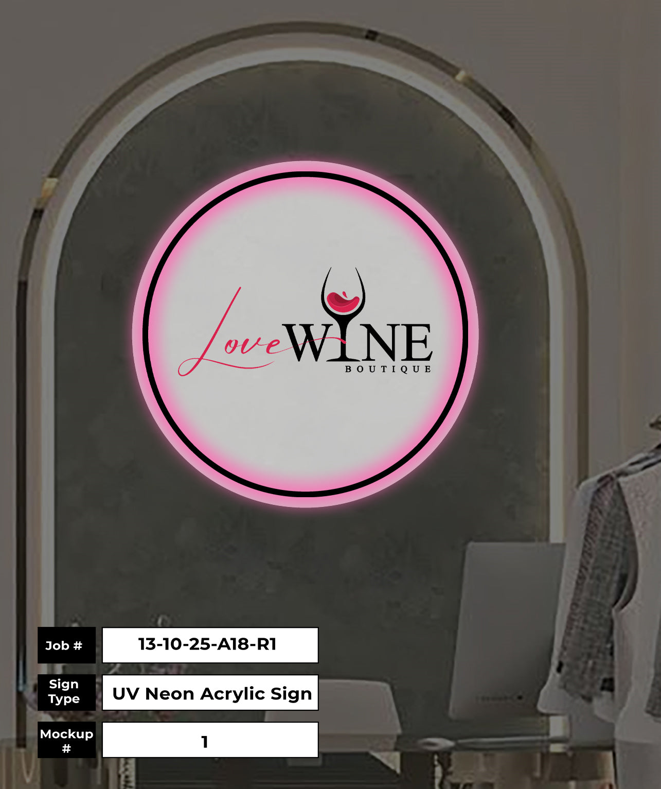 Love Wine Boutique Acrylic Neon Sign