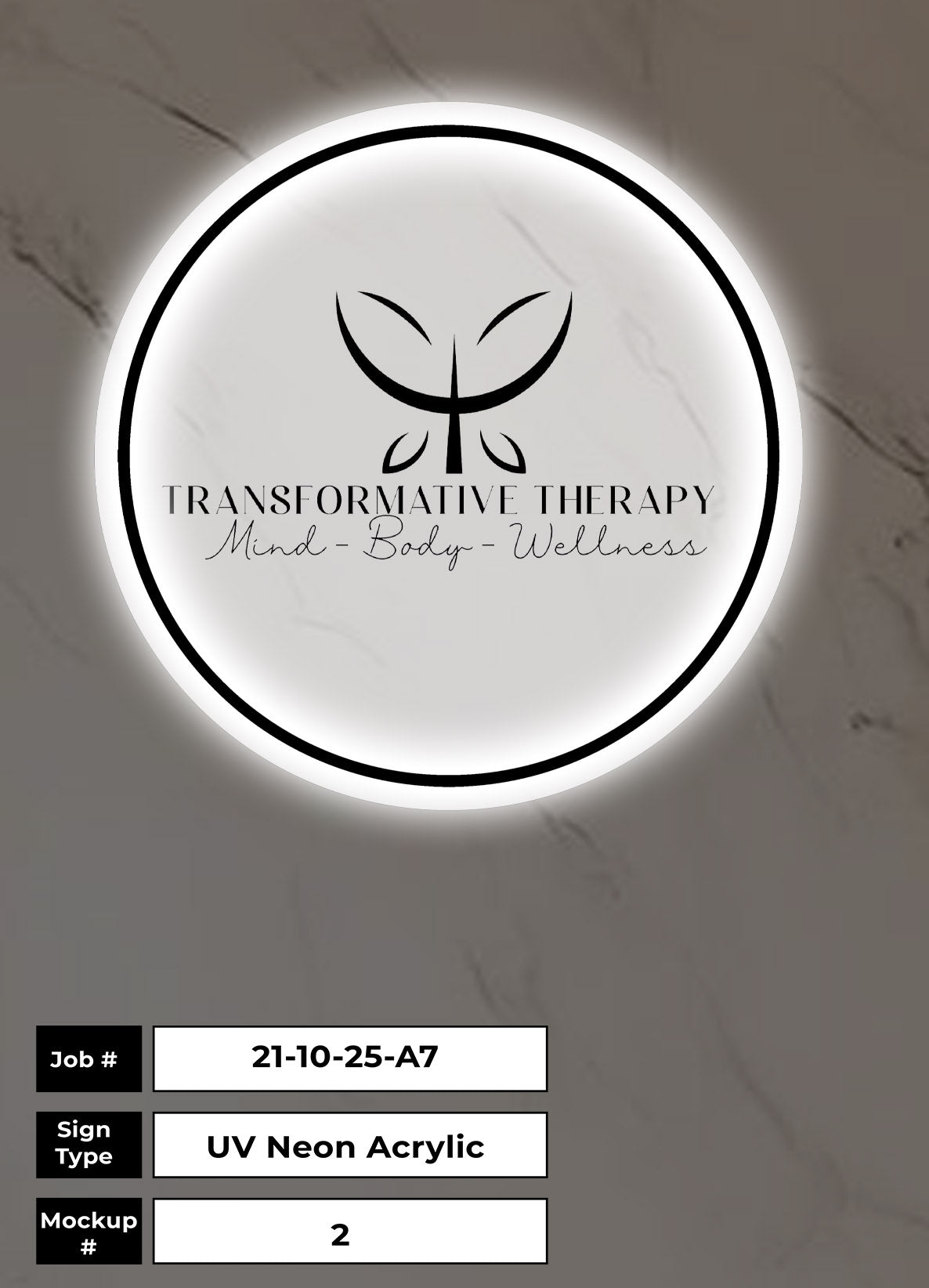 Transformative Therapy Round Acrylic Sign