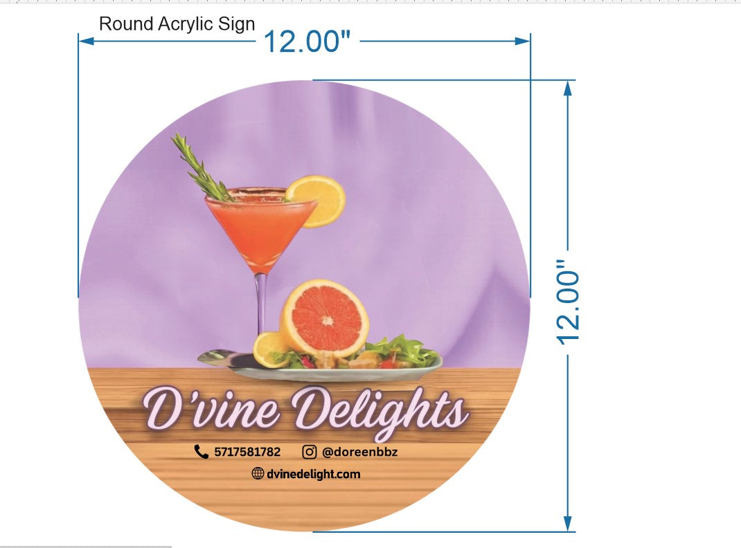 D’vine Delights Round Acrylic Sign - Neonsnest.com