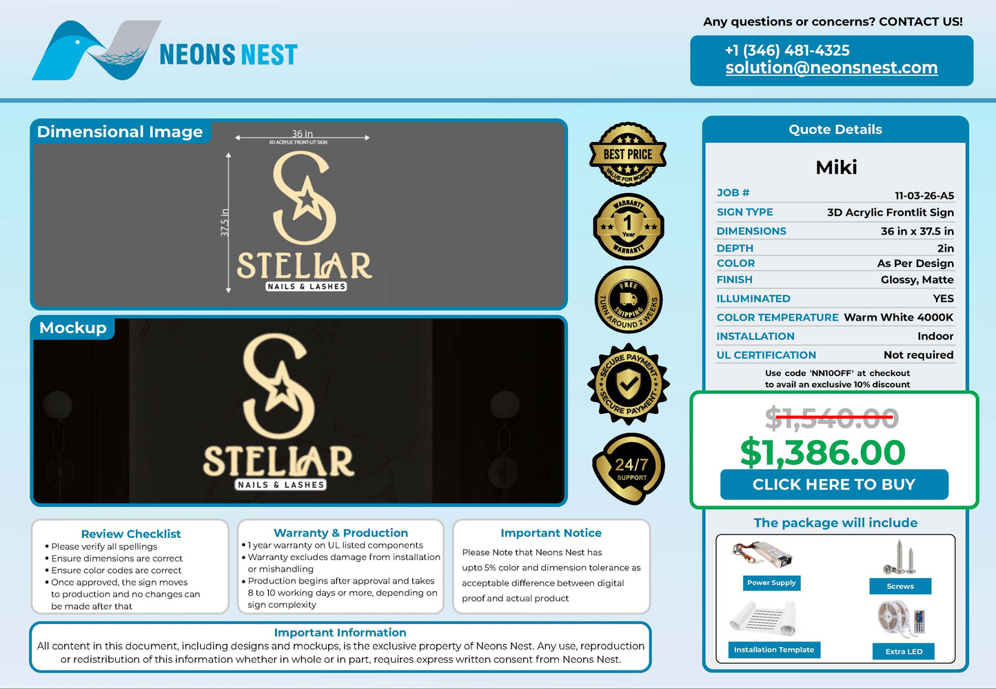 Stellar 3D Frontlit - Neonsnest.com