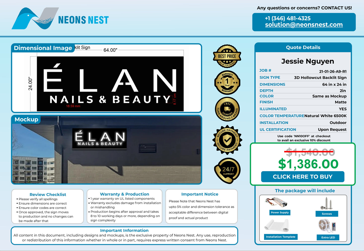Elan Nails and Beauty Hollow cut Back-lit