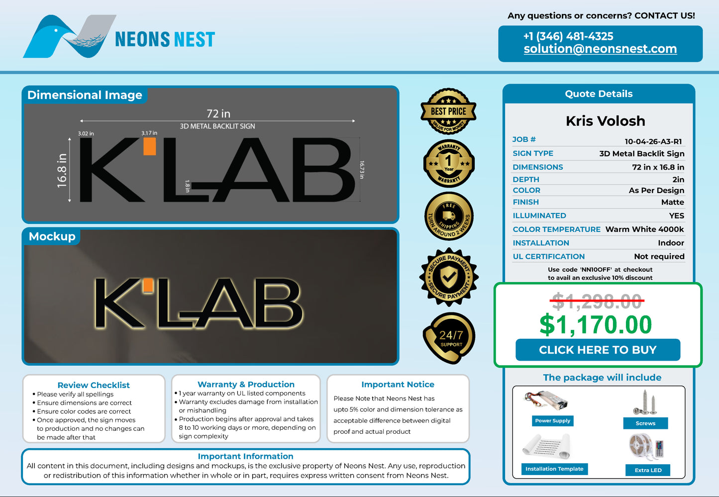 K ‘ LAB new york 3D Metal Back-Lit - Neonsnest.com