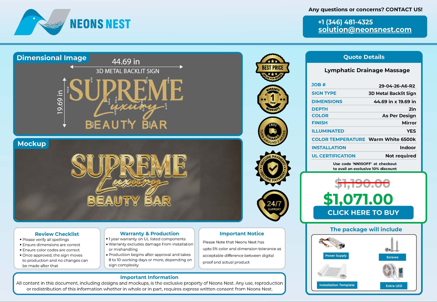 Supreme Luxury 3D Metal Backlit - Neonsnest.com