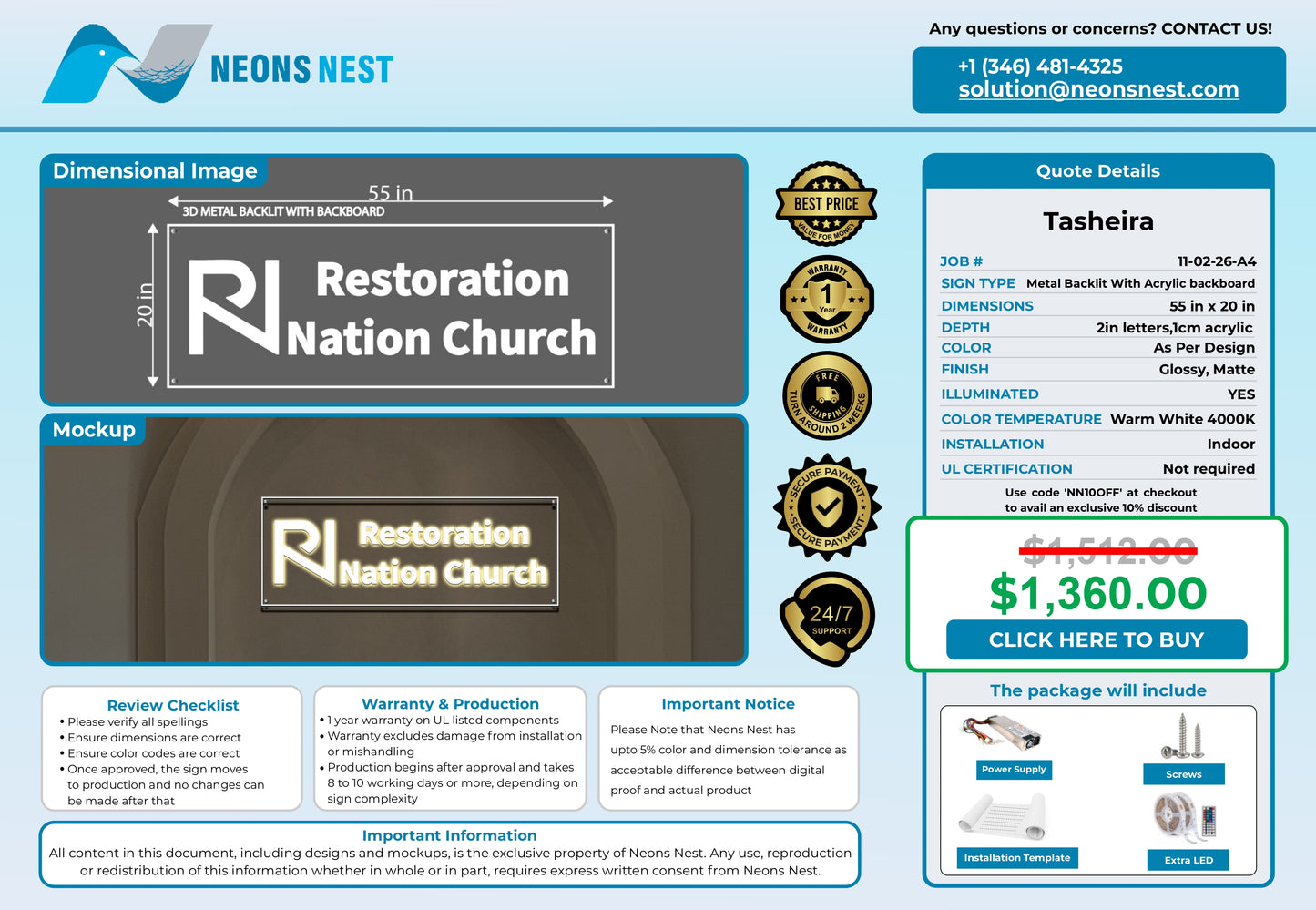 Restoration Nation Church 3D Metal Back-Lit - Neonsnest.com