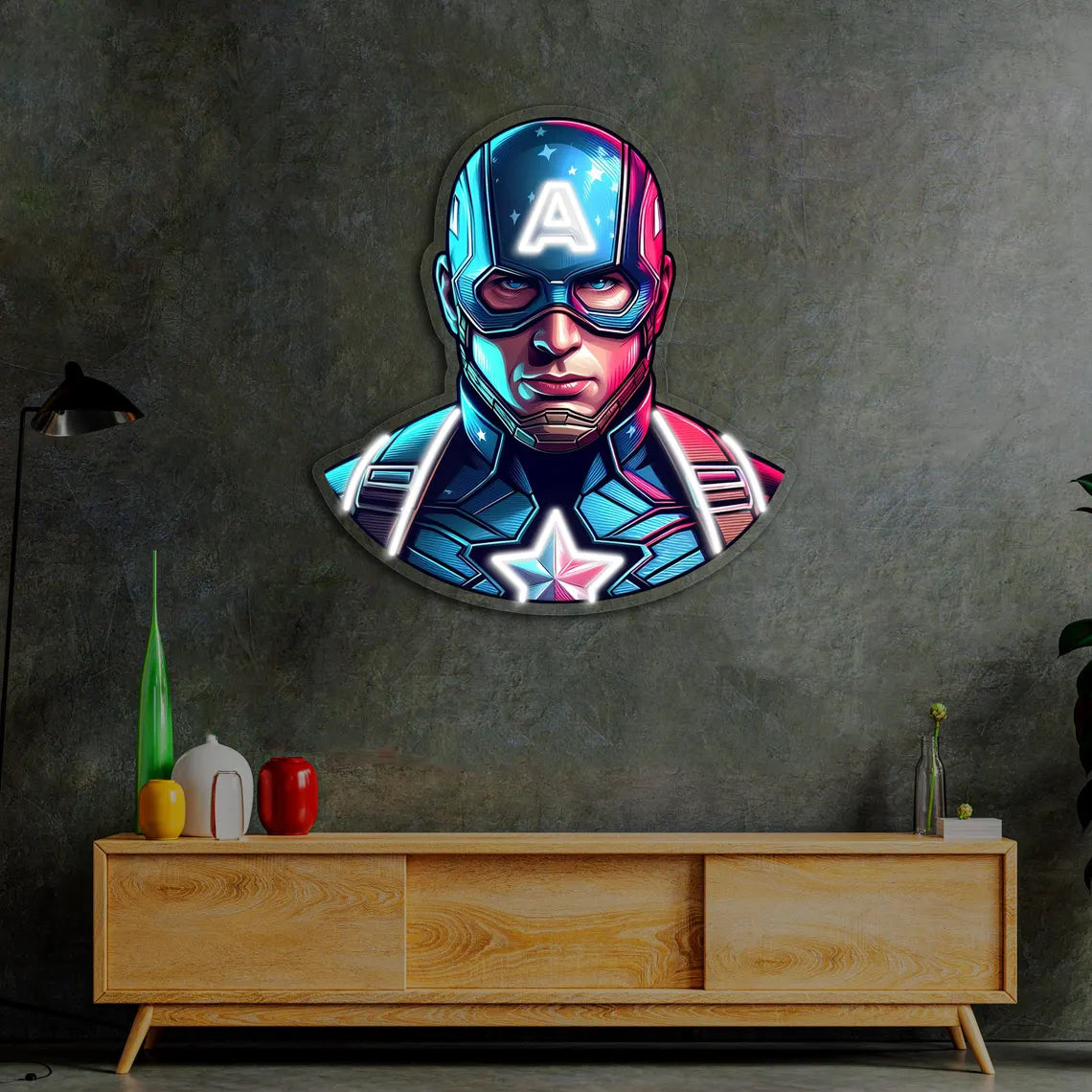 UV Printed Captain America Neon Sign - Neonsnest.com