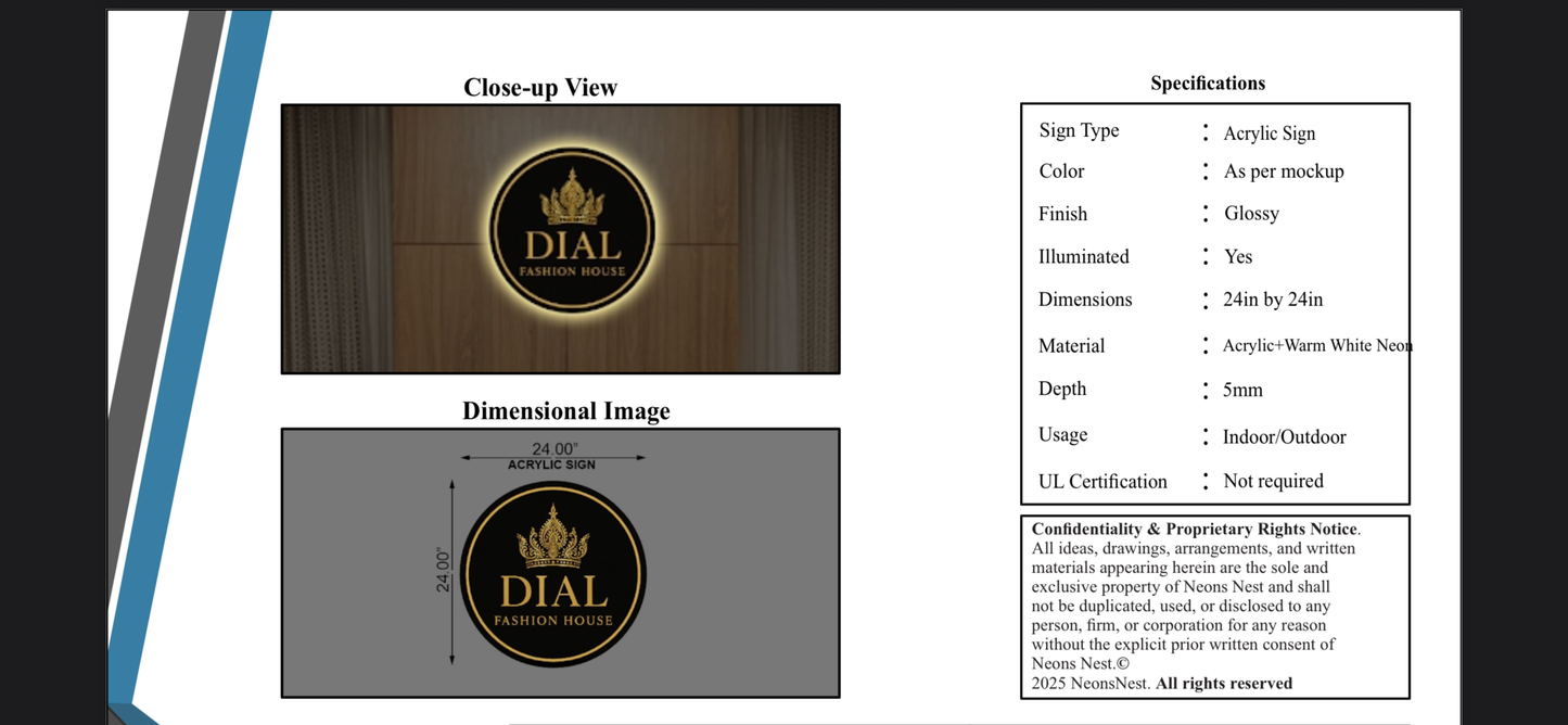Dial Fashion House LLC Round Acrylic Sign - Neonsnest.com