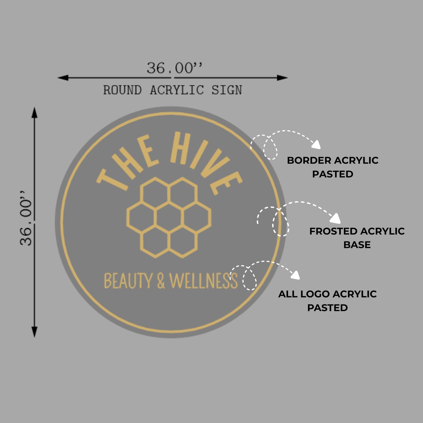 The Hive Round Acrylic Sign 36" - Neonsnest.com