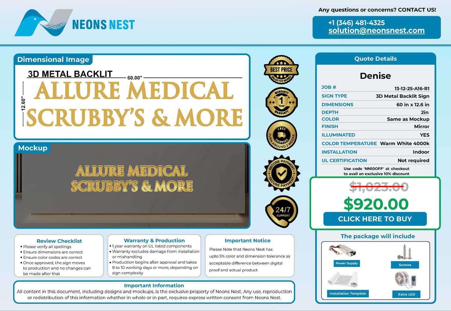 Allure Medical Scrubby’s & More 3D Metal Backlit Sign - Neonsnest.com