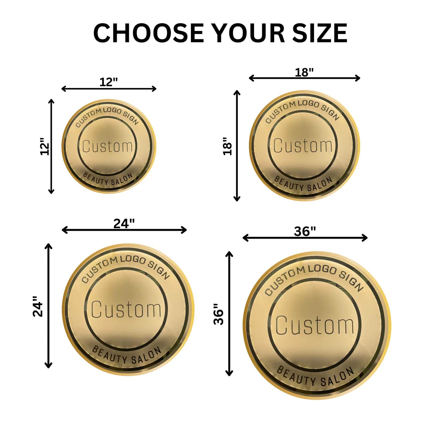 Round Acrylic Hair Salon Sign Size