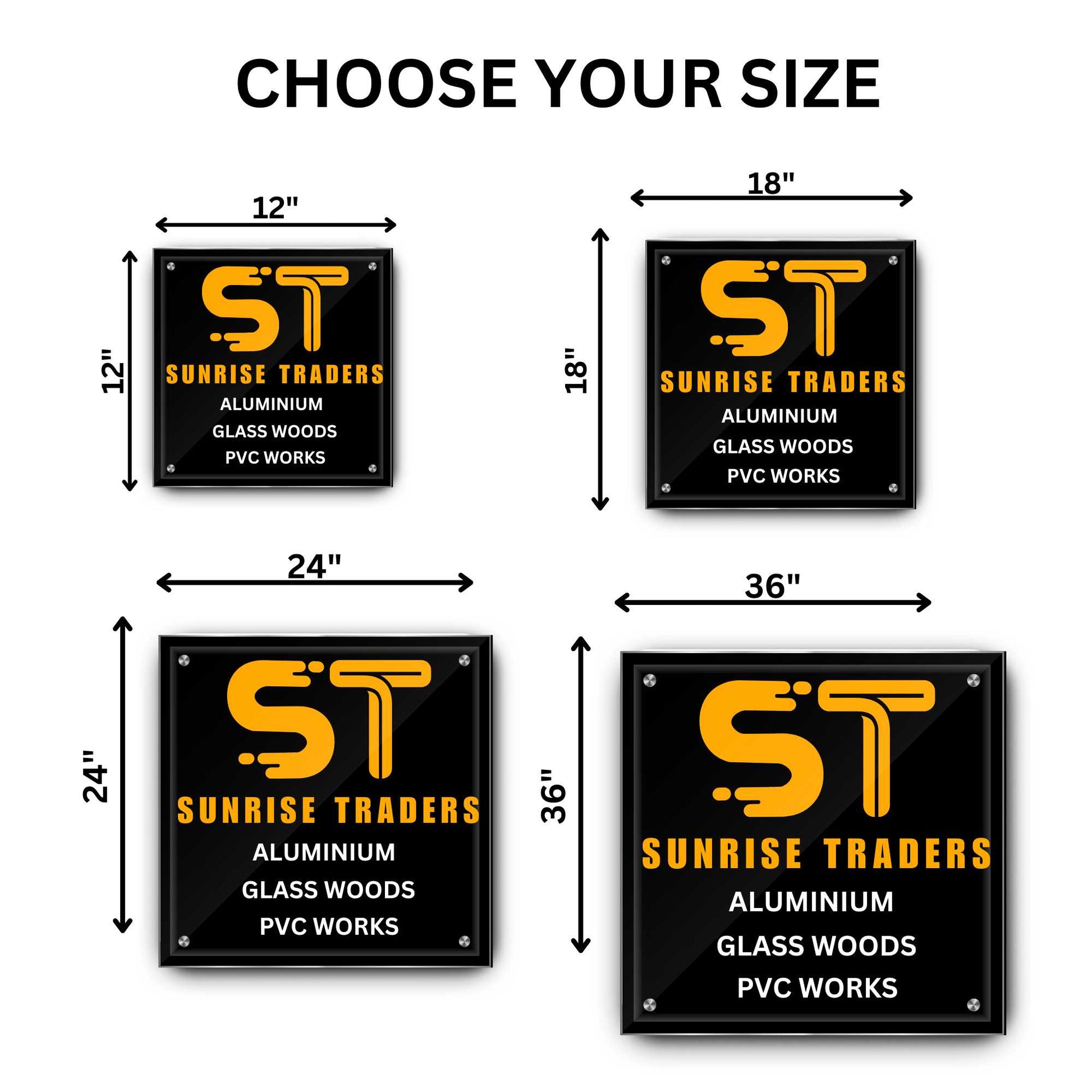 Square Acrylic Hair Salon Sign Size