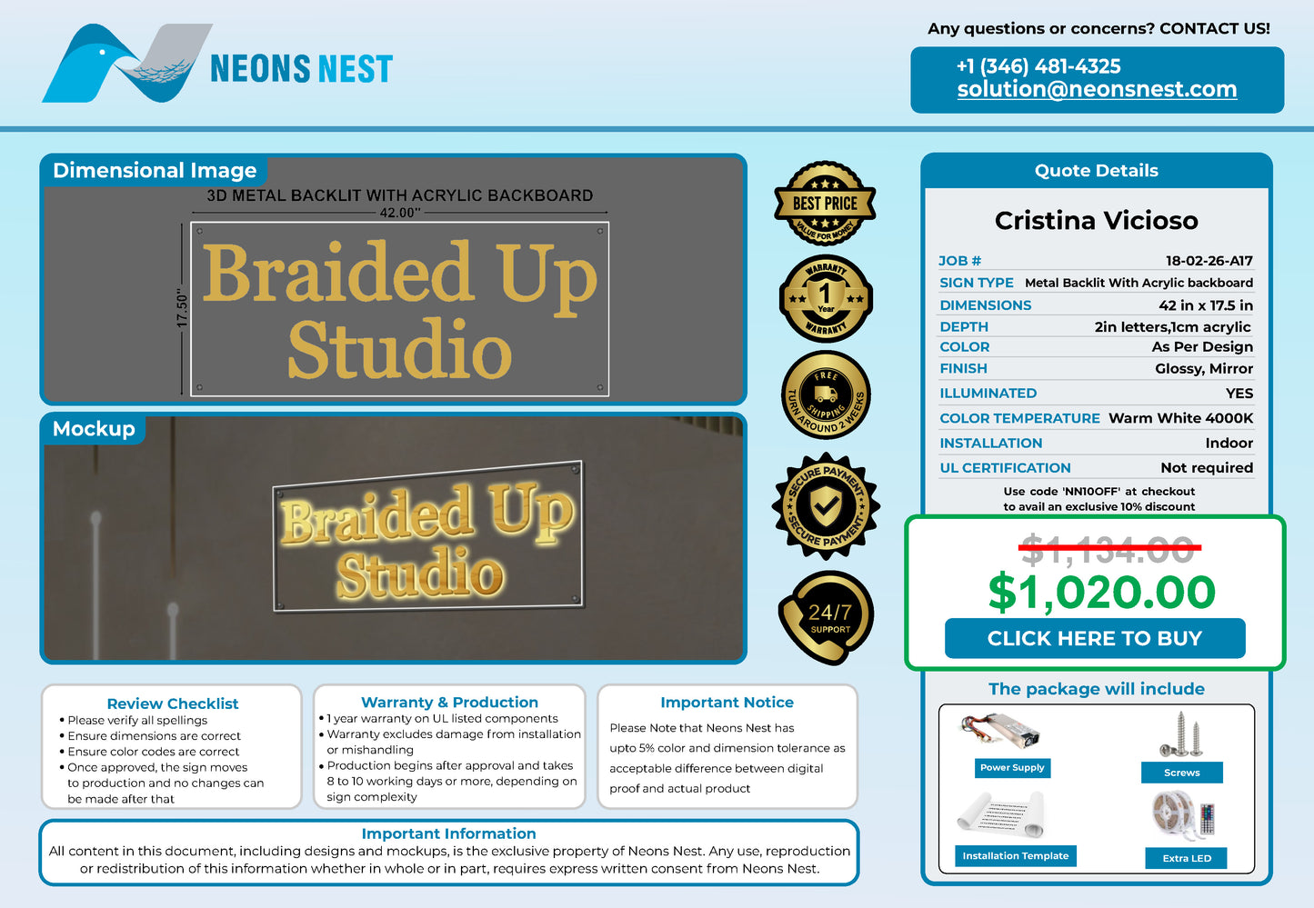 BraidedUp 3D Metal Back-Lit - Neonsnest.com