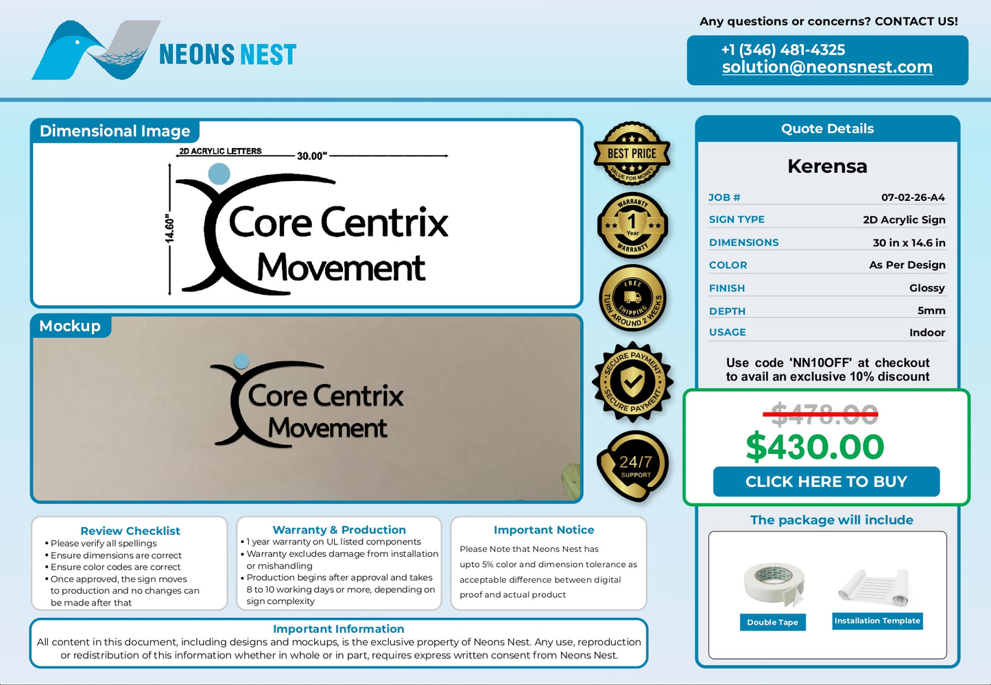 Core Centrix movement 2D Acrylic Letters - Neonsnest.com
