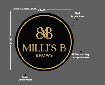 Milli B Brows Round Acrylic Sign - Neonsnest.com