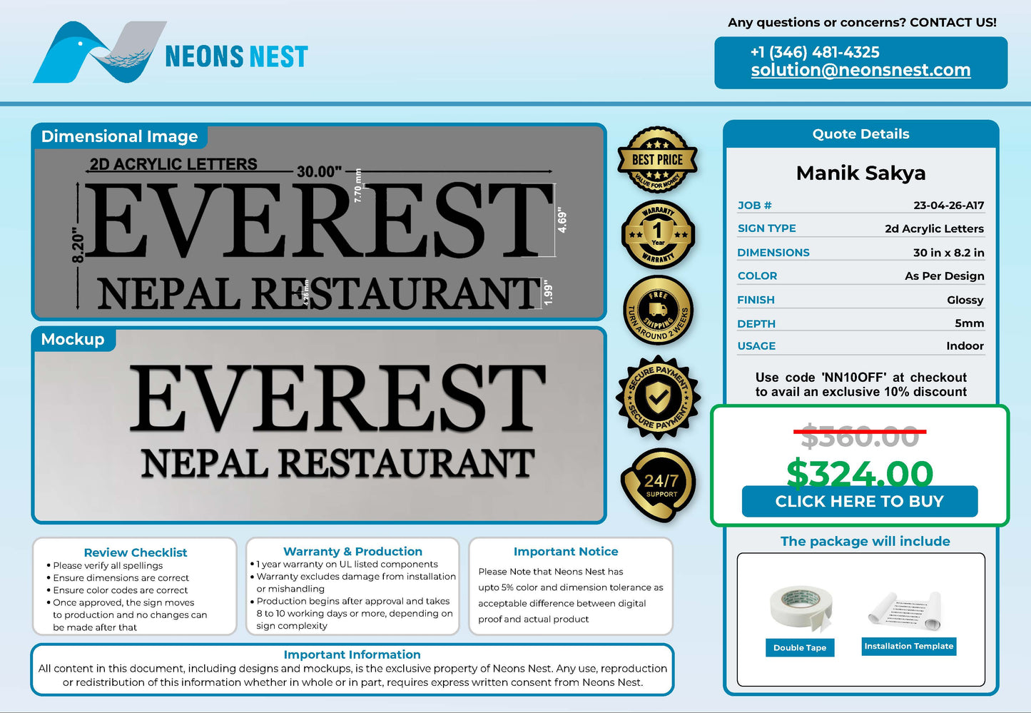 Everest 2D Acrylic Sign - Neonsnest.com