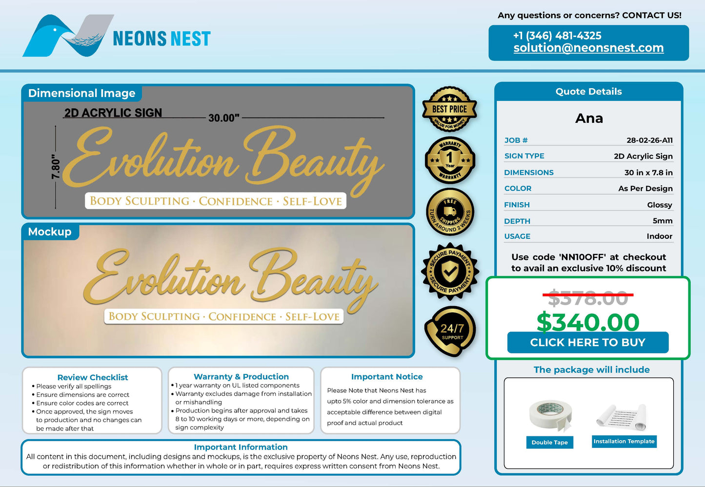 Evolution Beauty 2D Acrylic Sign - Neonsnest.com