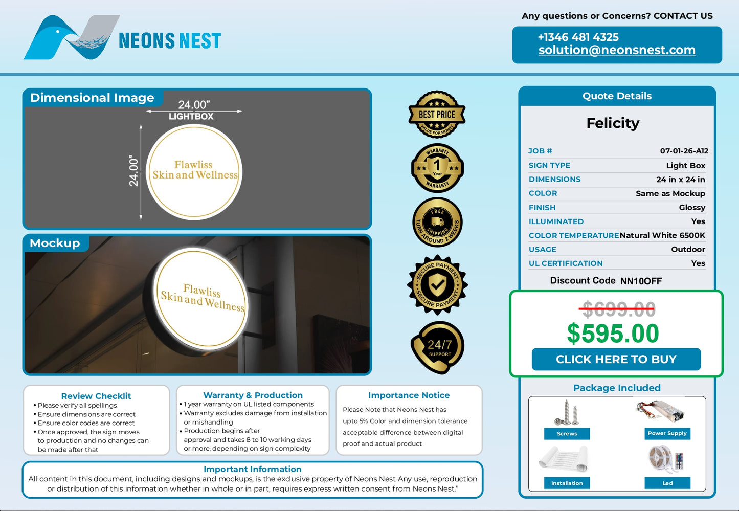 Light Box-24x-Flawliss Skin & Wellness - Neonsnest.com