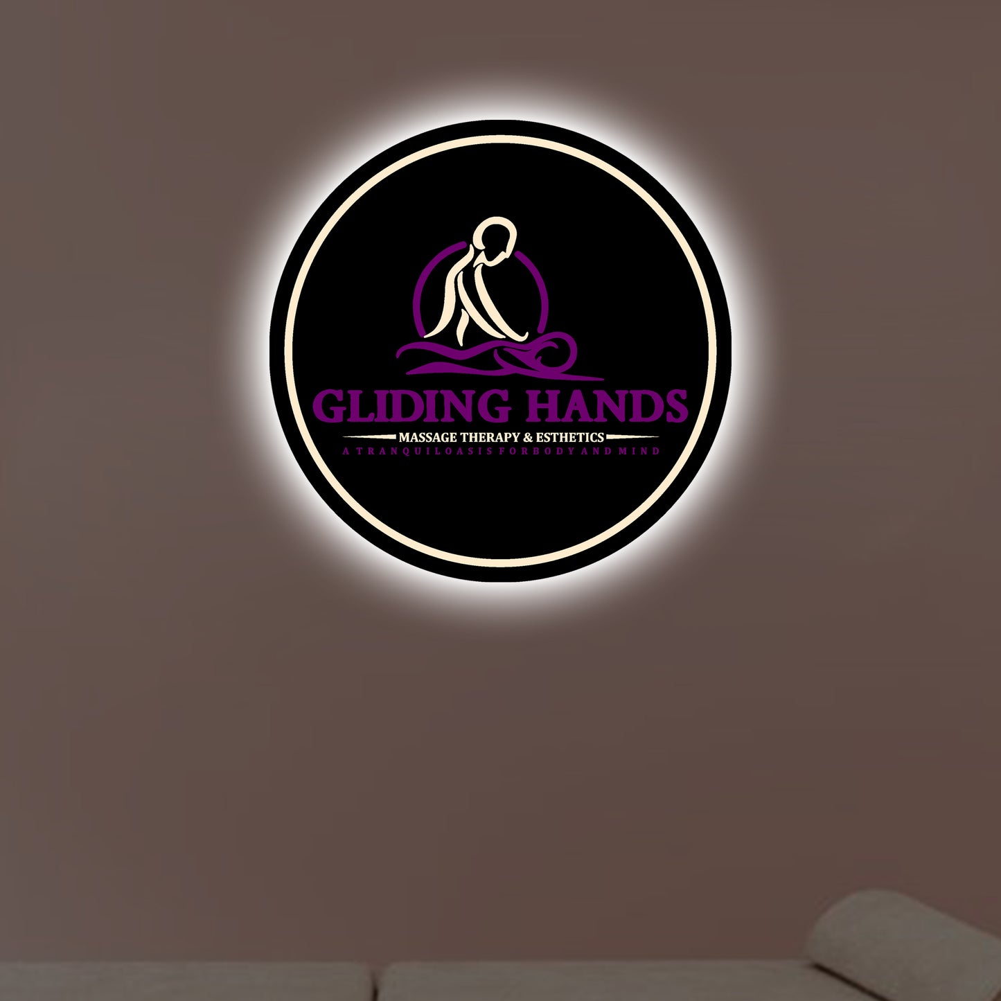 Gliding Hands Round Acrylic Sign