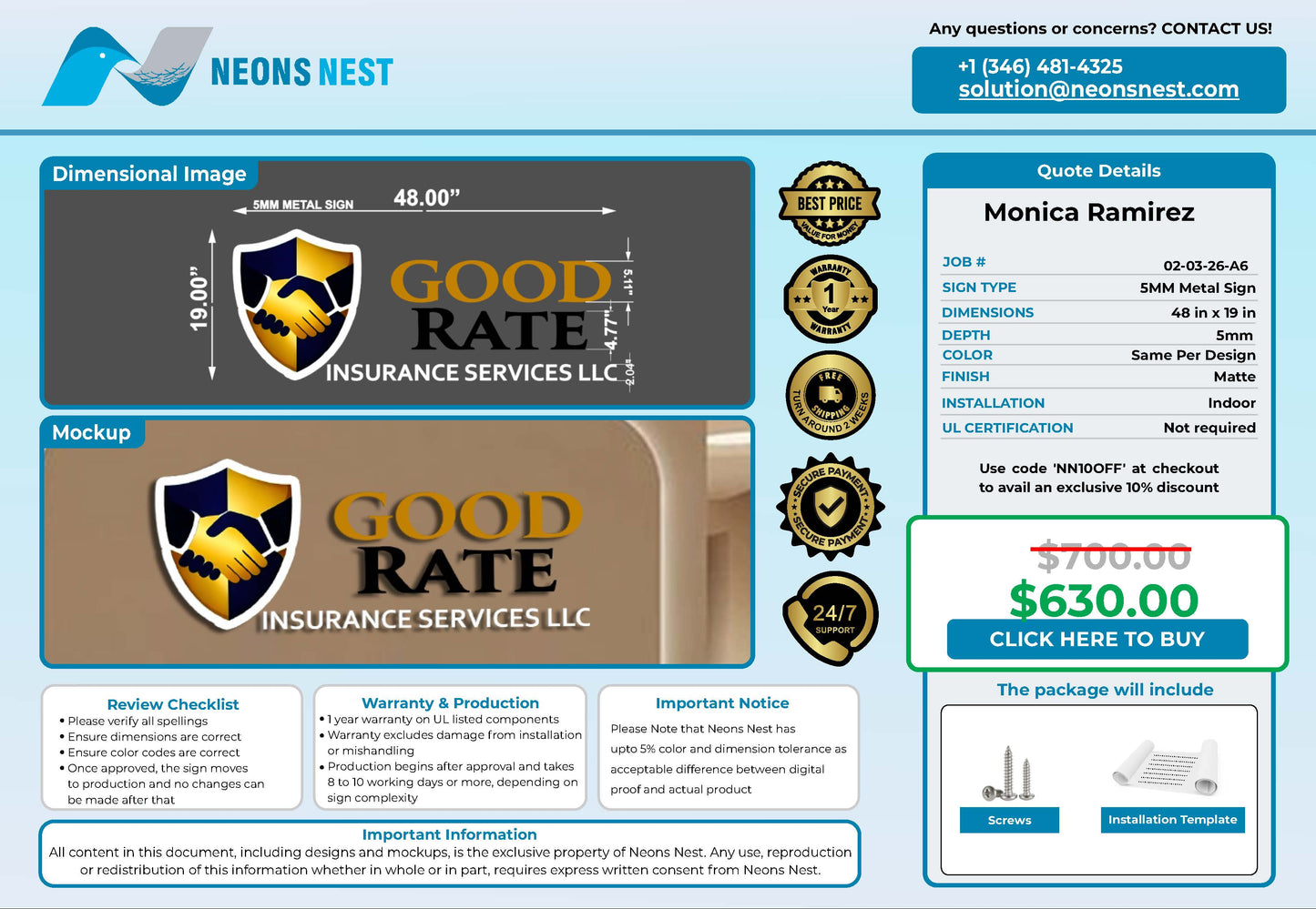GOOD RATE INSURANCE 5mm Metal Sign - Neonsnest.com