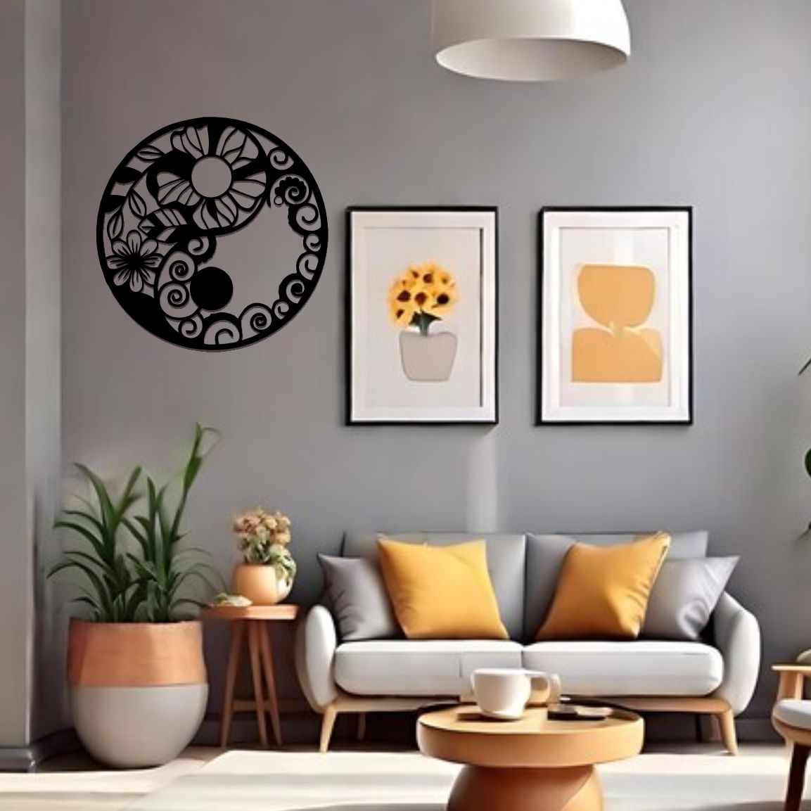 Geometric Flowers Metal Wall Art
