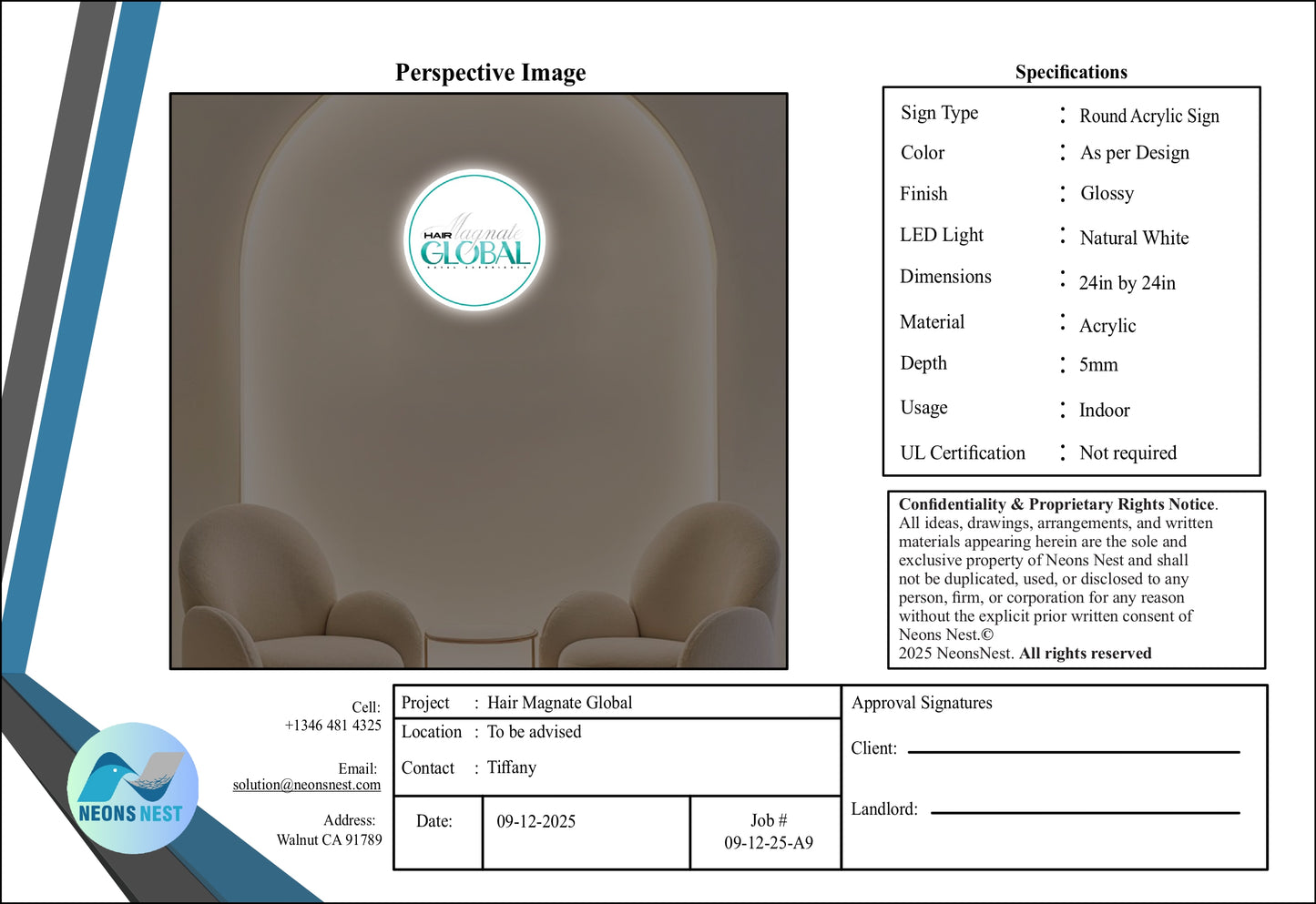 Hair Magnate Global Round Acrylic Sign - Neonsnest.com