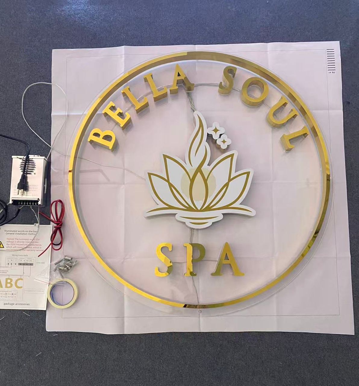3D Metal Backlit Sign for Bella Soul Spa