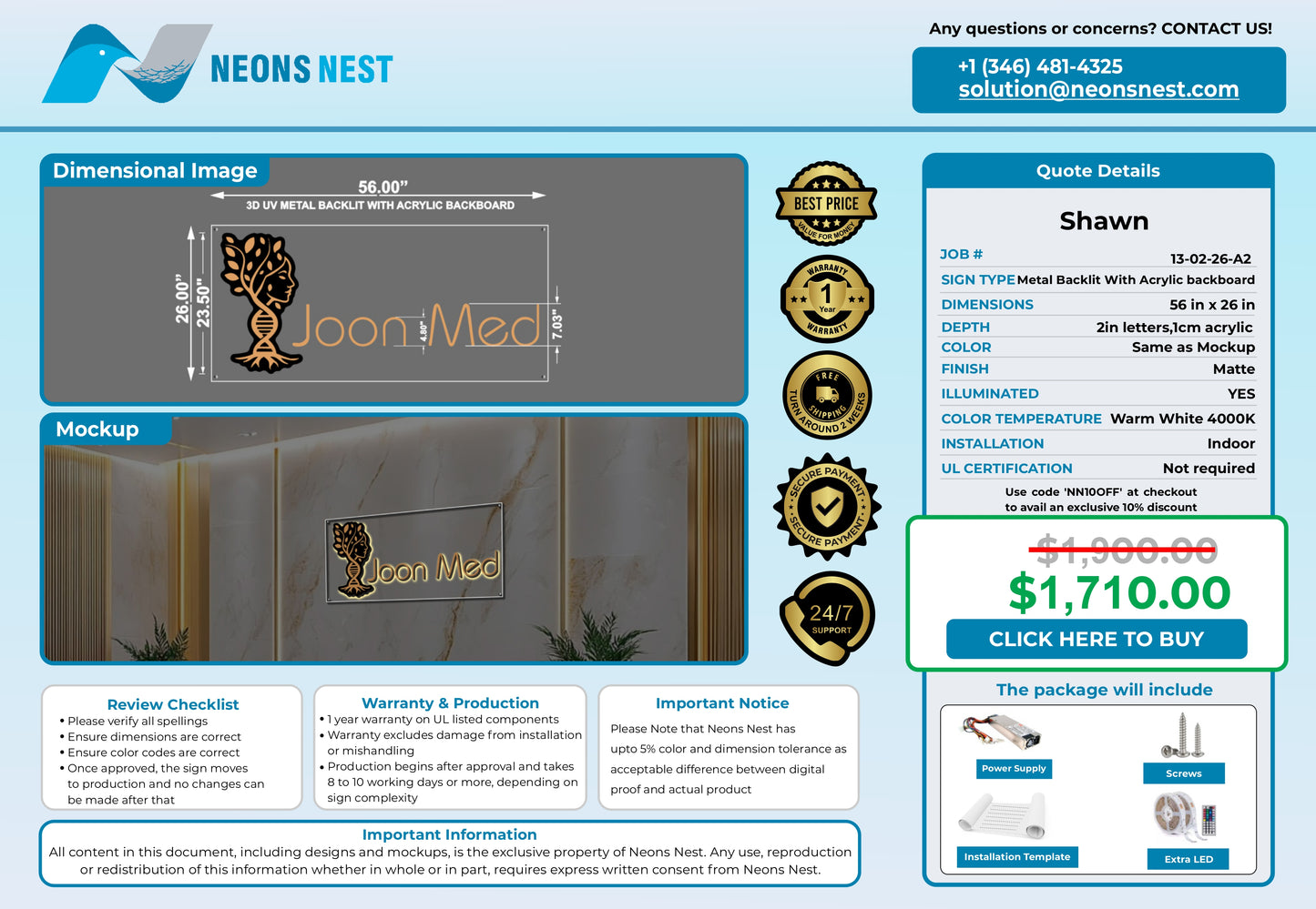 Joon Med 3D Metal Back-Lit - Neonsnest.com