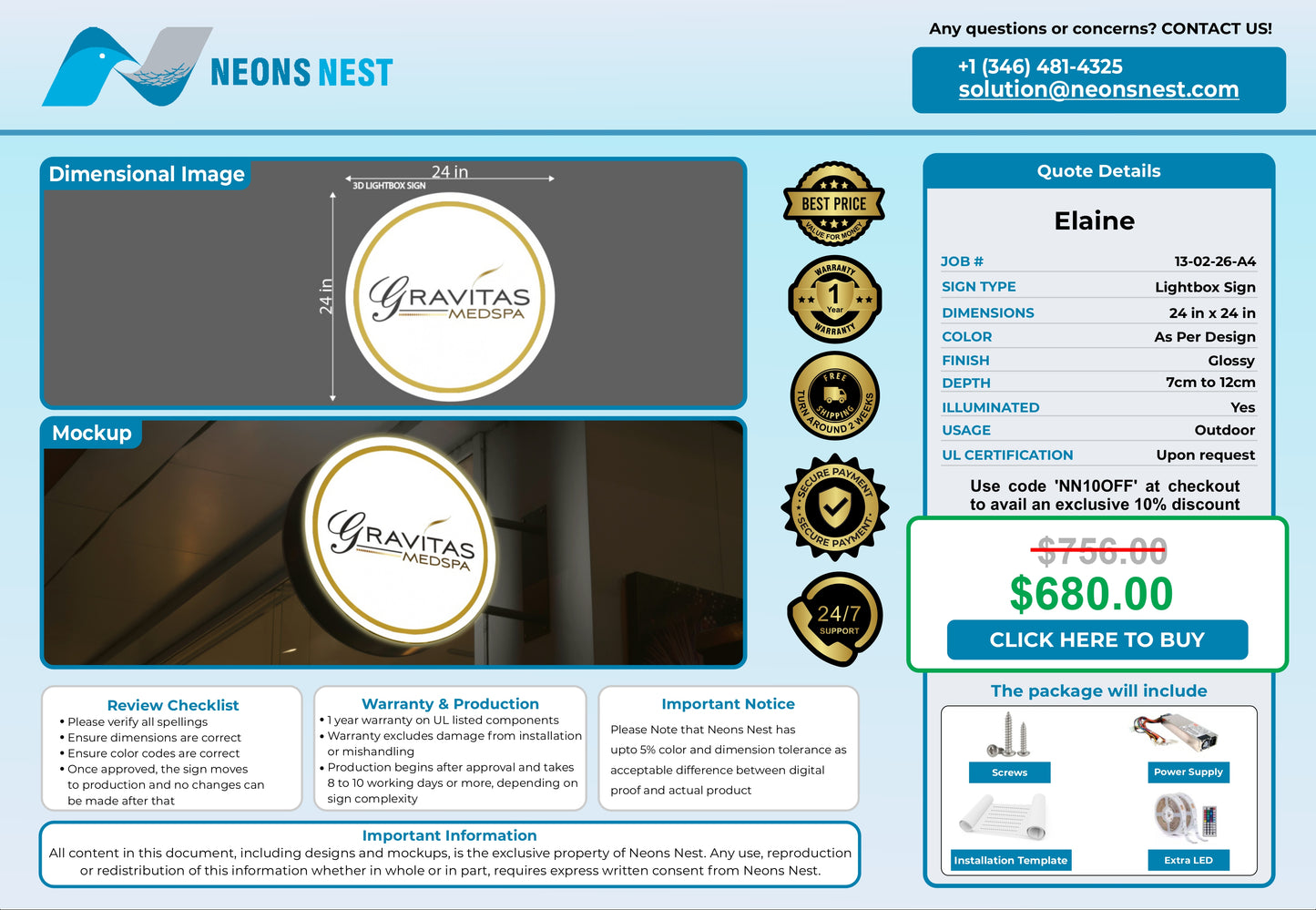 Gravitas Medspa 3D Lightbox Sign - Neonsnest.com