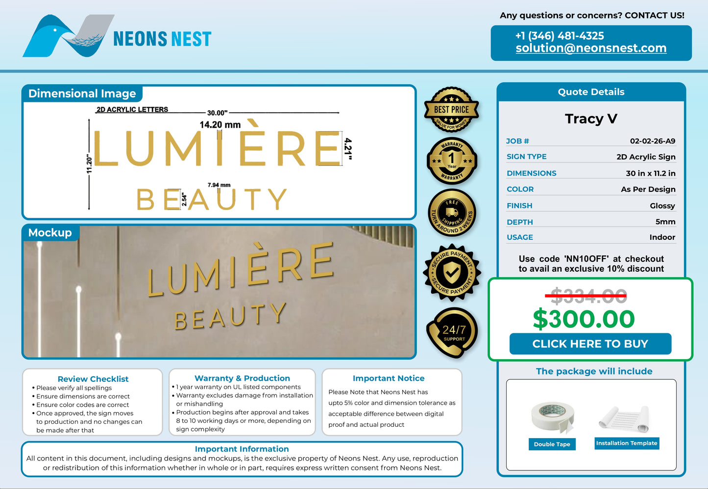 Lumière Beauty 2D Acrylic Letters