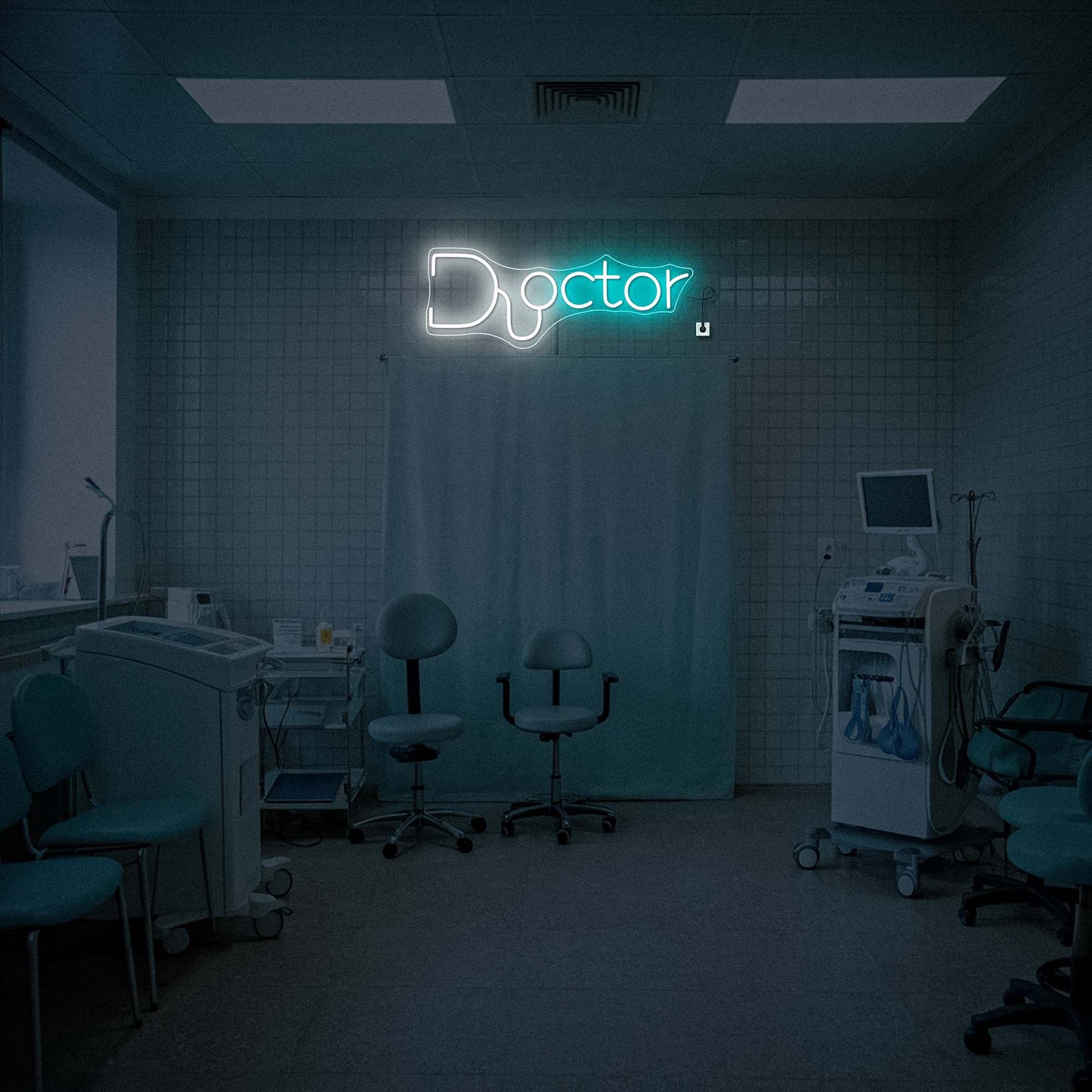 Custom LED Doctor sign mounted on clinic wall