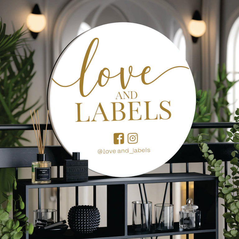 Love and Labels Acrylic Sign 01