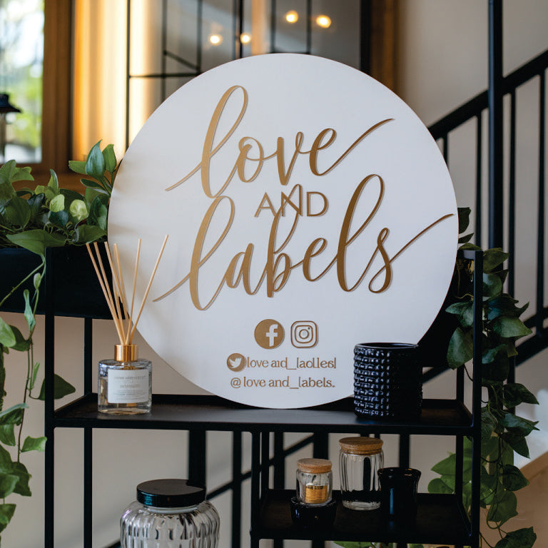 Love and Labels Acrylic Sign 02