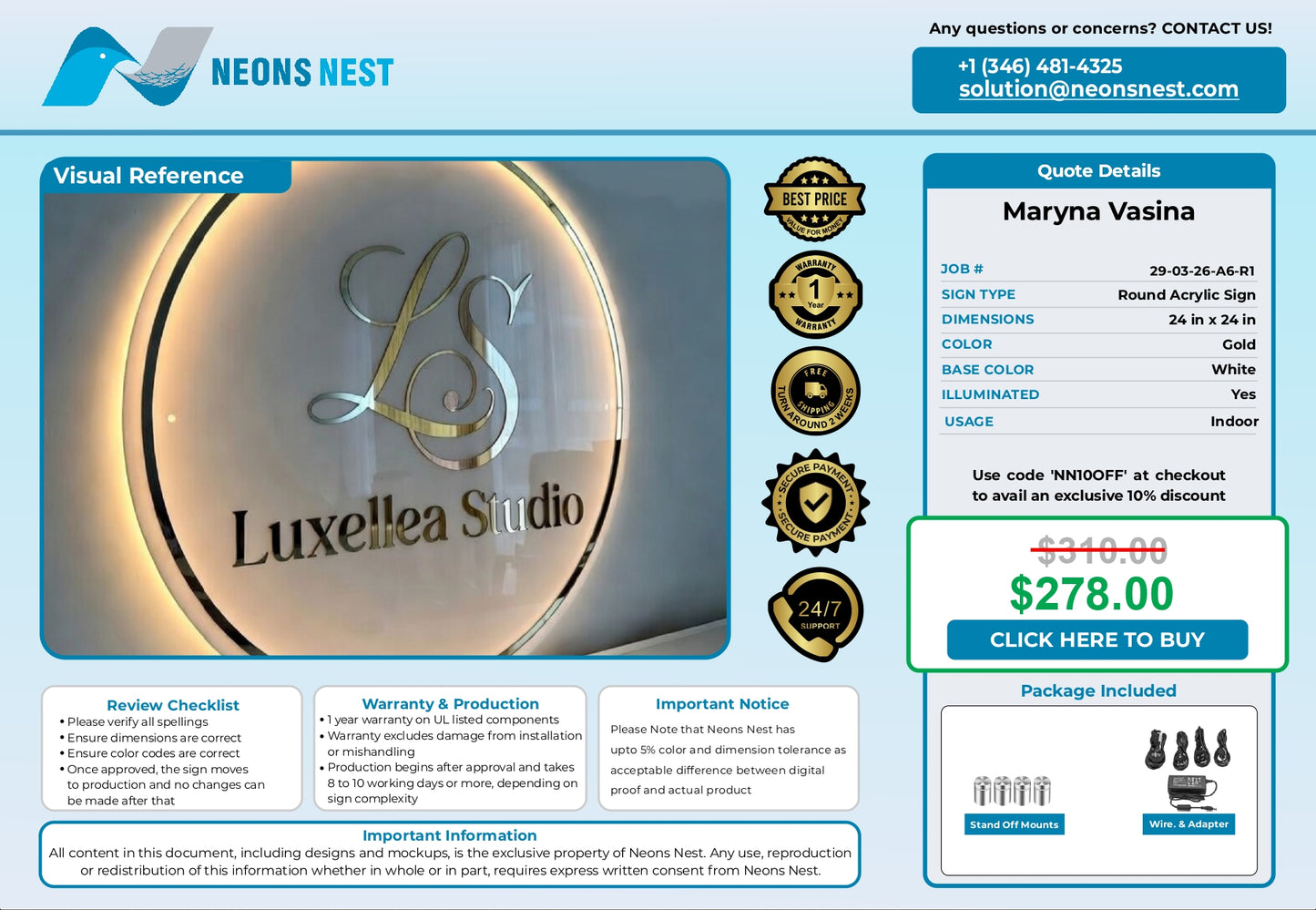 Round Acrylic Sign-MD Nail Studio - Neonsnest.com