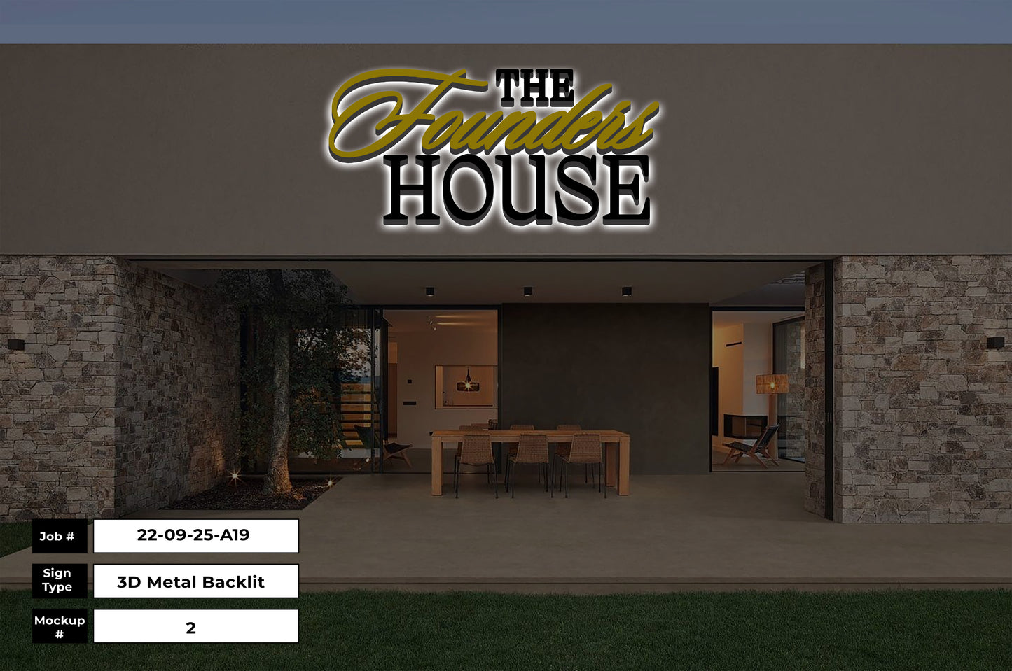 3D Metal Backlit for The Founders House