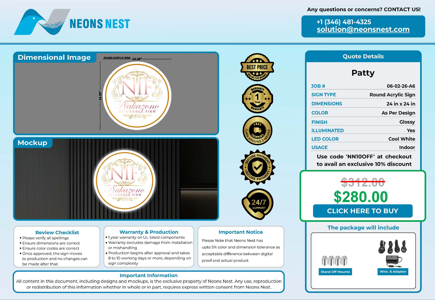 Nakazono Insurance Firm Round Acrylic Sign - Neonsnest.com