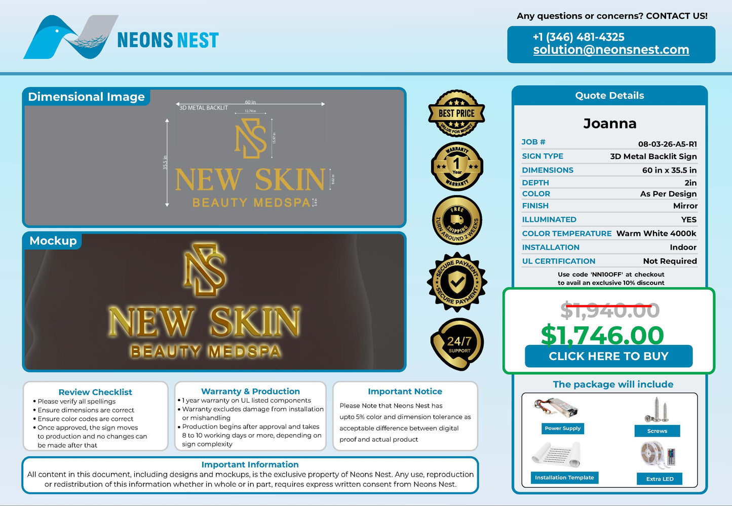 New Skin 3D Metal Backlit Sign - Neonsnest.com