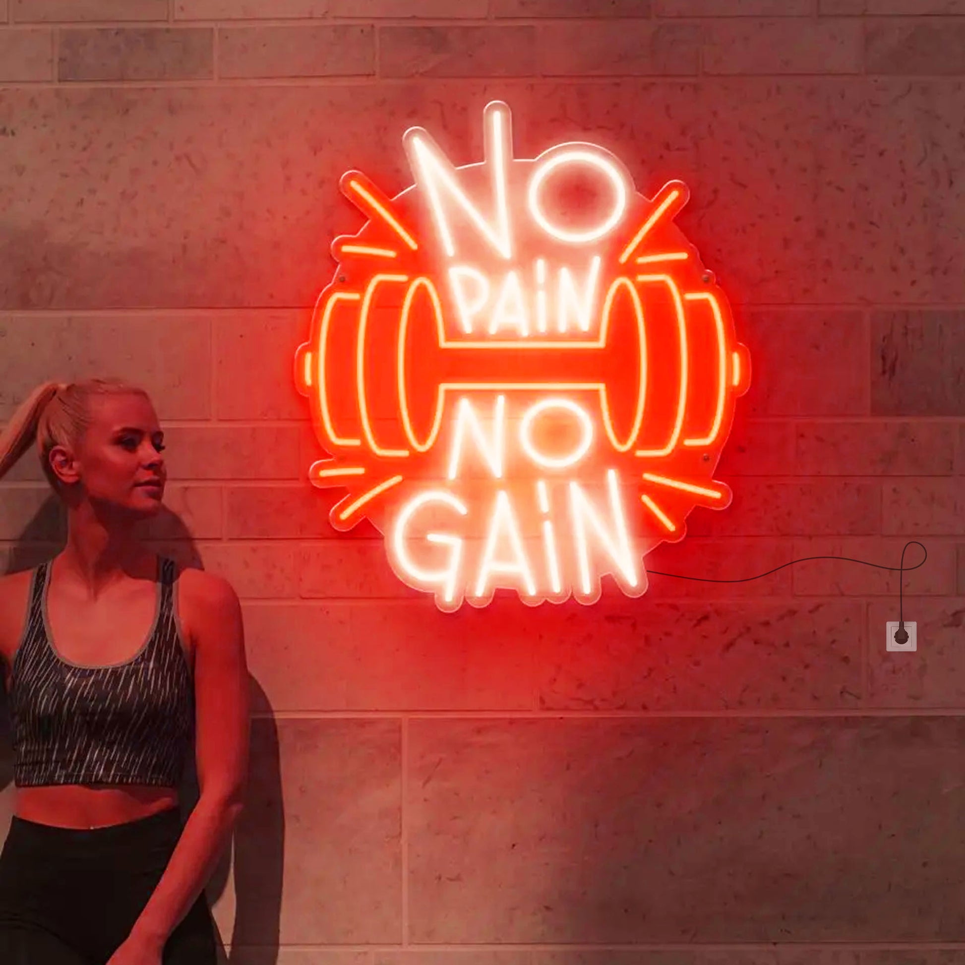 No Pain No Gain Neon Sign, Weight Lifting Fitness Club Led Sign