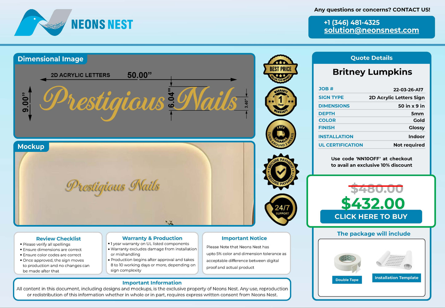 Prestigious Nails 2D Acrylic Sign - Neonsnest.com