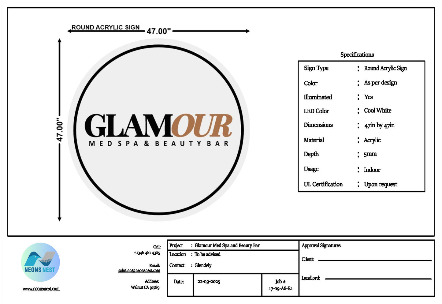 Custom Business Signs For Glamour Med spa and Beauty bar
