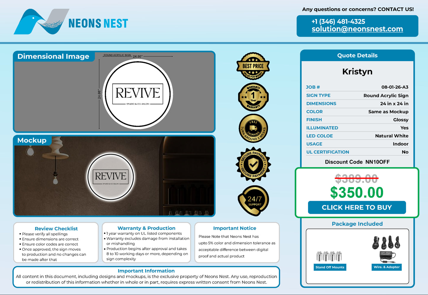 Revive Round Acrylic Sign - Neonsnest.com