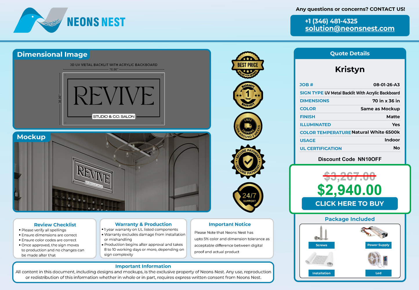 Revive 3D Metal Back-Lit - Neonsnest.com