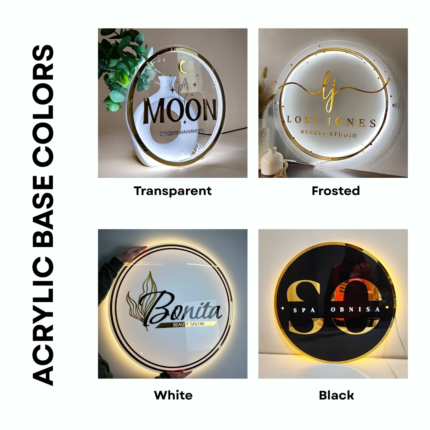 Custom Round Acrylic Business Sign – LED-Backlit Logo Display