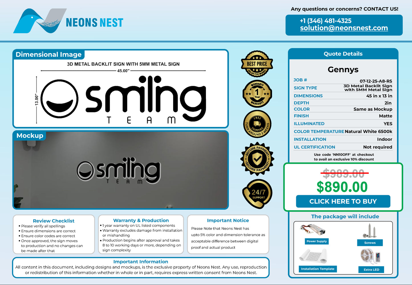 Smiling team 3D Metal Back-Lit