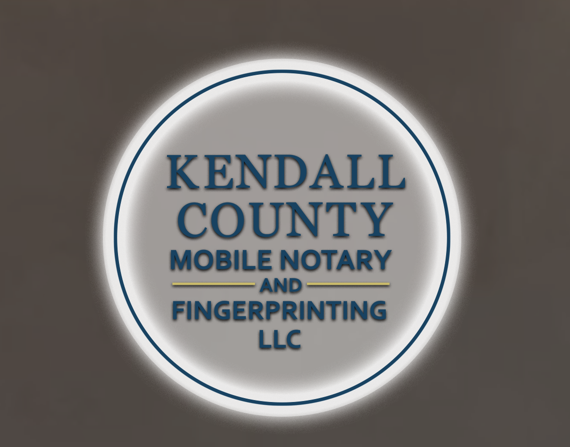 Kendall County Mobile Notary and Fingerprinting LLC Round Acrylic Sign