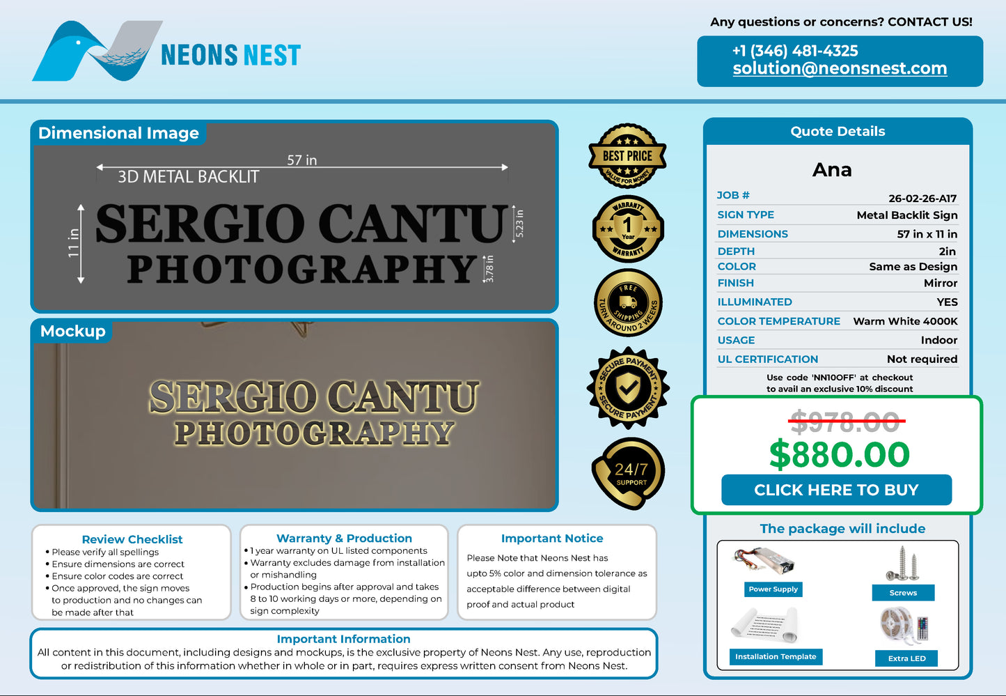 Sergio Cantu Photography 3D Metal Back-lit Sign - Neonsnest.com