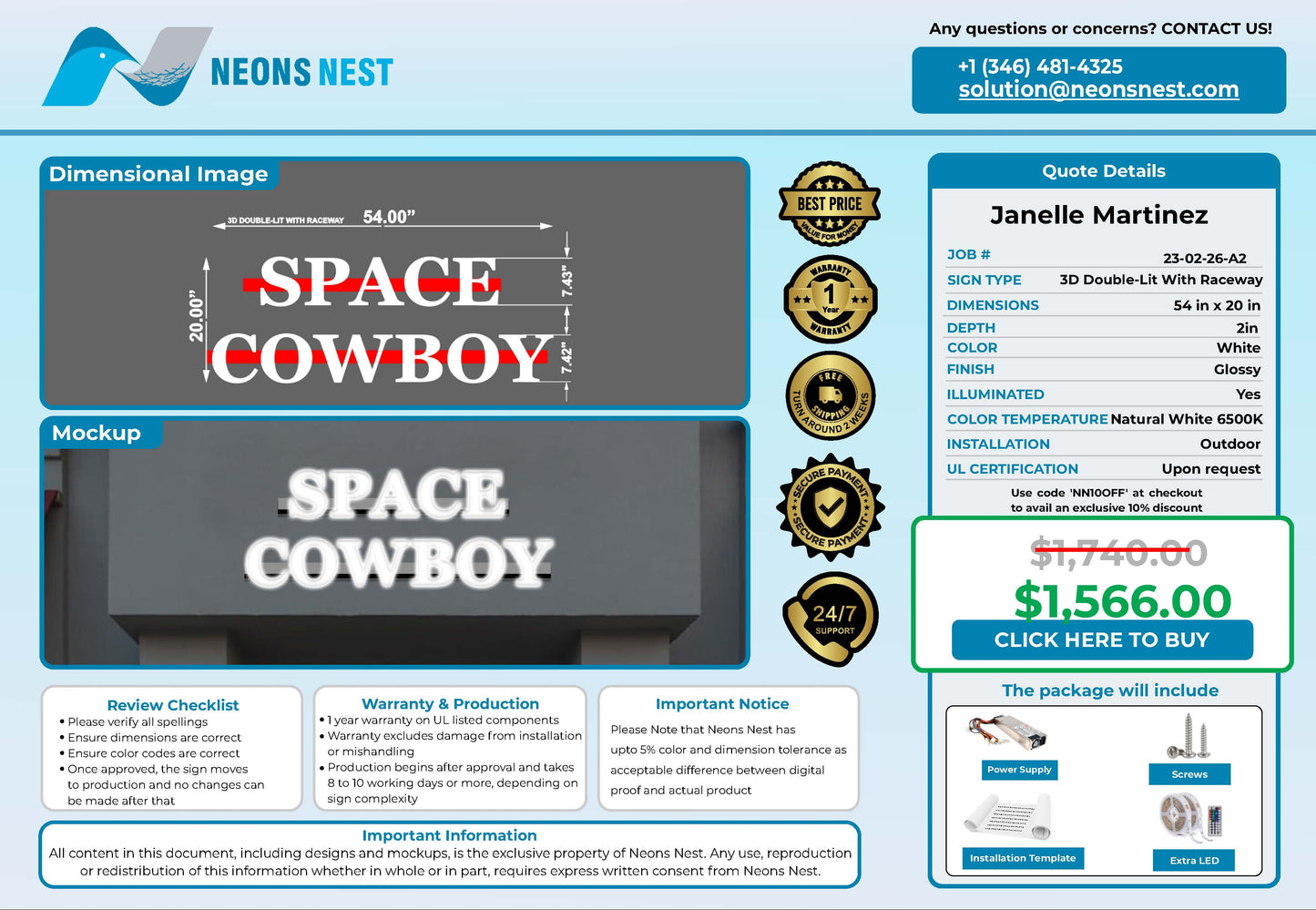 Space Cowboy Double lit Sign - Neonsnest.com