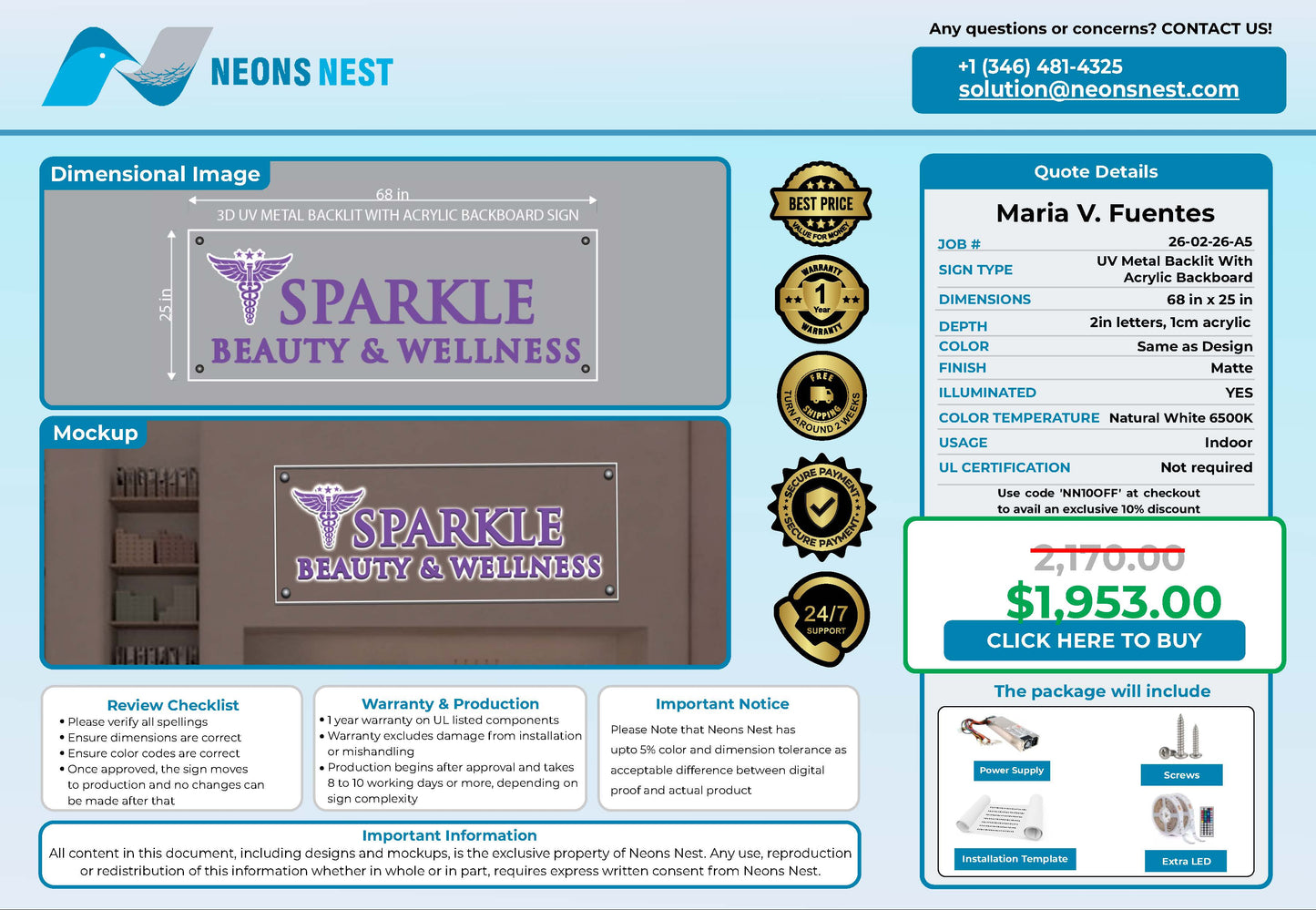 Sparkle Beauty & Wellness 3D Metal Backlit - Neonsnest.com