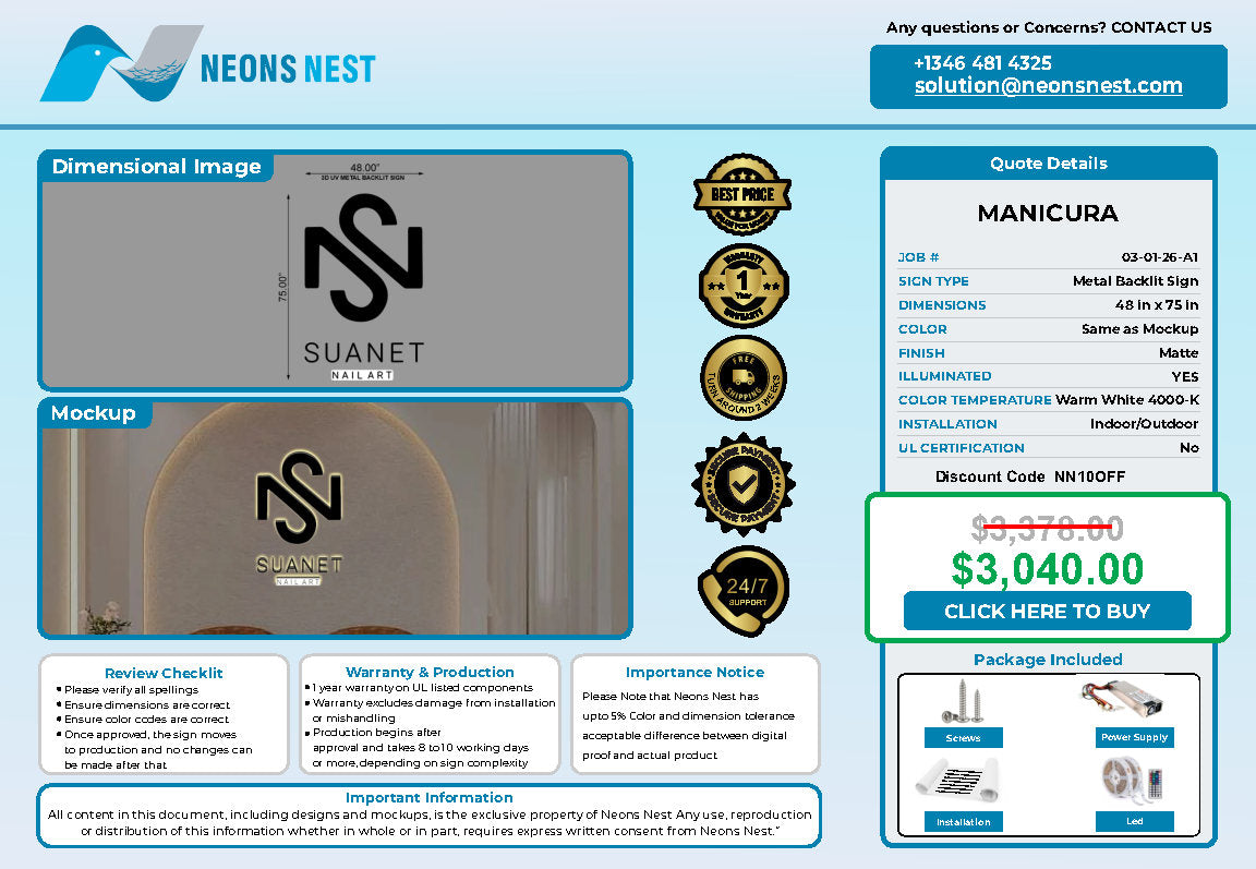 3D Metal Backlit Sign for Aneta Krempaszanka - Neonsnest.com