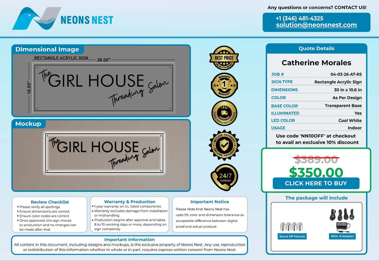 The girl house threading salon Acrylic Sign - Neonsnest.com