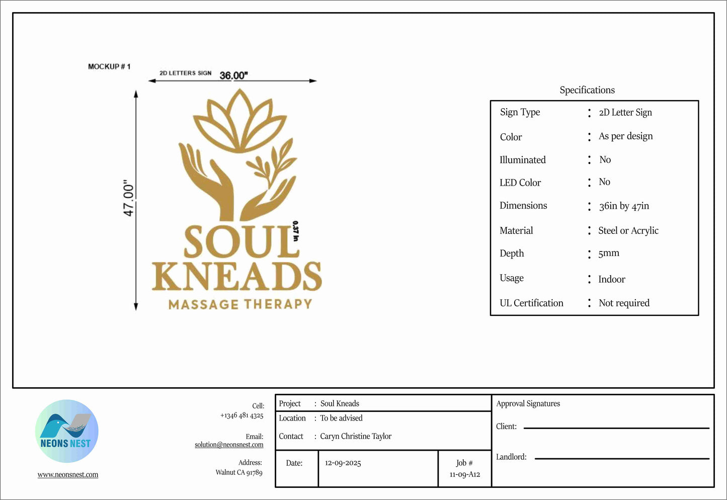 2D Letter Sign For Soul Kneads